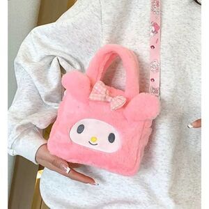 New! Sanrio My Melody Plush Satchel Bag with Crossbody Strap!